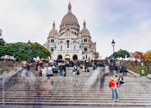 Canvastavla Basilique du Sacré-Cœur de Montmartre In Motion, Paris, France