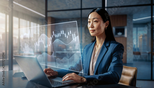 AI Financial Analysis and Market Data Research in Modern Business Office