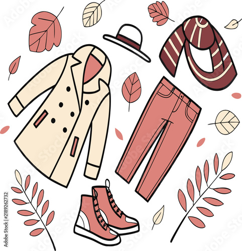 Autumn Clothing and Fashion Accessories Vector Collection