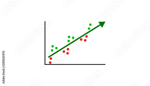 Canvastavla Business data correlation scatter graph icon showing positive growth trend isolated transparent background