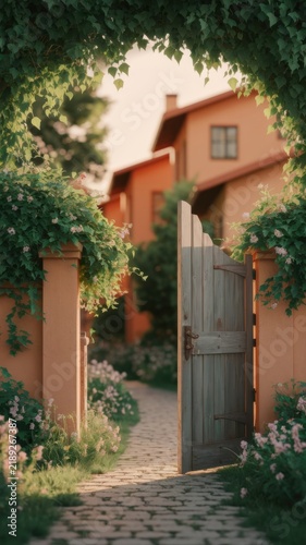 A hand-drawn illustration of a lush green residential area.