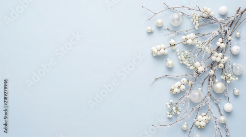 Round White Berries and Snowy Buds in Winter Arrangement