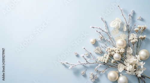 Pearlescent Ornaments with Frozen White Botanicals