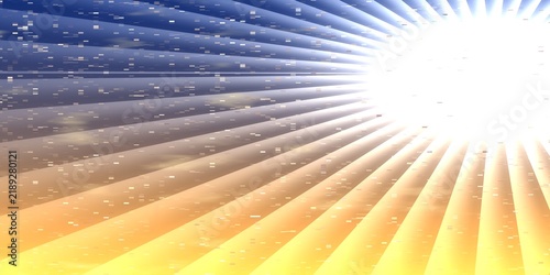 Quadro su tela Sunburst in a vibrant blue and yellow sky with star field abstract background illustration