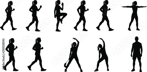 Fitness and Exercise Silhouettes Collection.