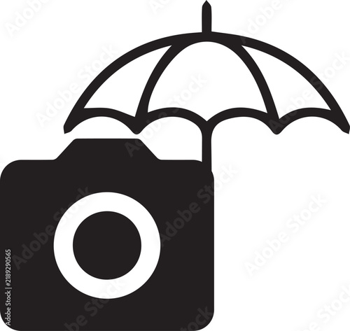 Camera with Umbrella Protection Vector Icon