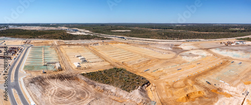Large construction site for a new residential area, Perth, Eglinton, Western Australia, Aerial View