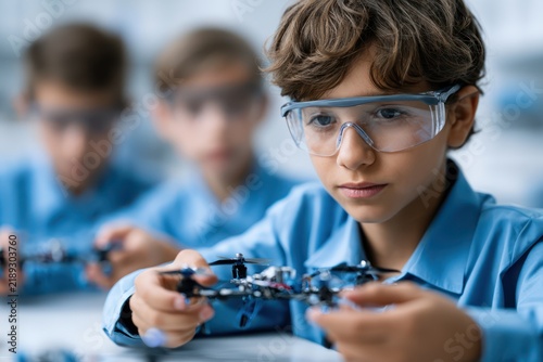 Students working on robotics workshop project