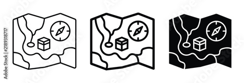 Map and Compass Icons, Navigation and Exploration Symbols, Travel and Adventure Graphics