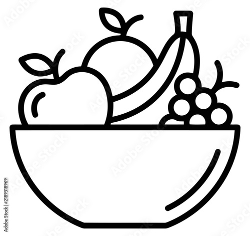Bowl of fresh fruit icon