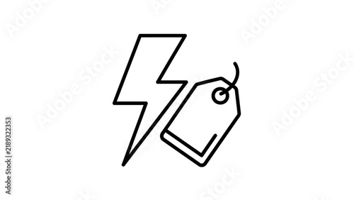 Lightning Bolt and Price Tag Icon: Energy Cost, Electricity Price, Power Discount