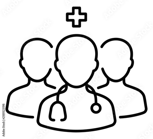 Medical team icon, doctor and healthcare professionals group, isolated on white background