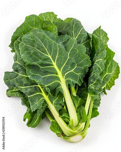collard greens bunch fresh produce isolated on white background