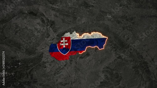Animated SLOVAKIA Map Filled with Flag with animated Golden Border