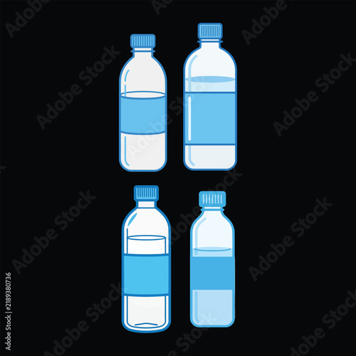 Fresh pure mineral water bottle vector set isolated transparent graphic element