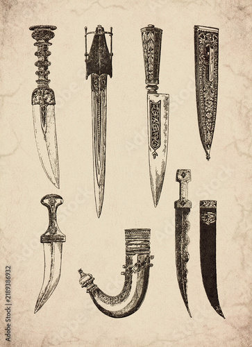 Engraved Historic Ornate Daggers and Scabbards Historical Engraving
