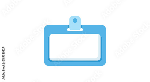 Blue identification badge with a blank white insert flat vector illustration