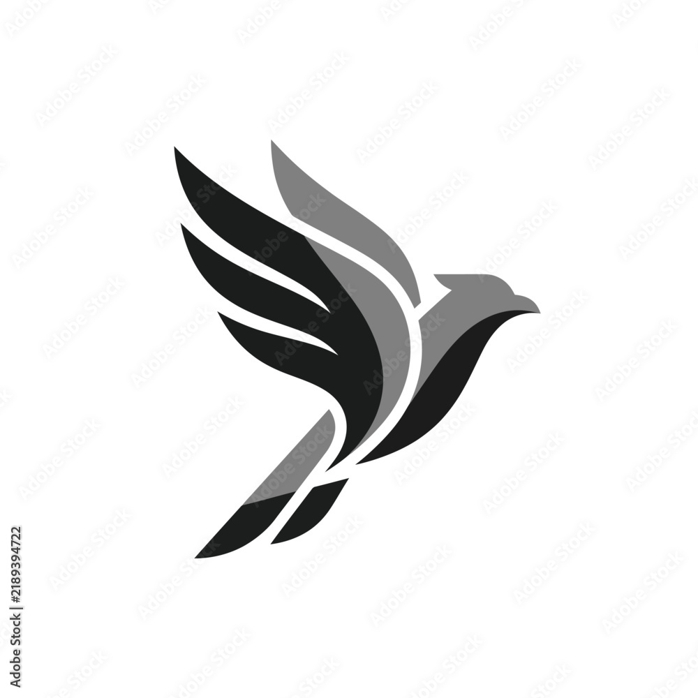 Obraz premium Abstract Bird Logo Design, Minimalist Flying Dove Icon, Freedom Symbol