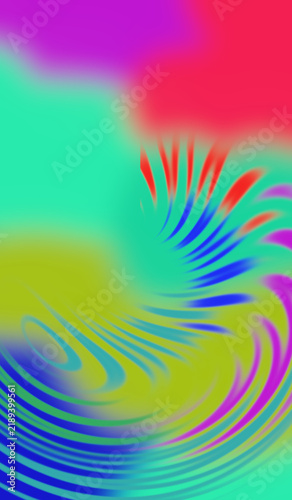 Psychedelic colorful wave and swirl abstract background with vibrant rainbow gradients