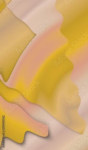 Smooth yellow and orange abstract liquid waves background with 3D paper cut effect