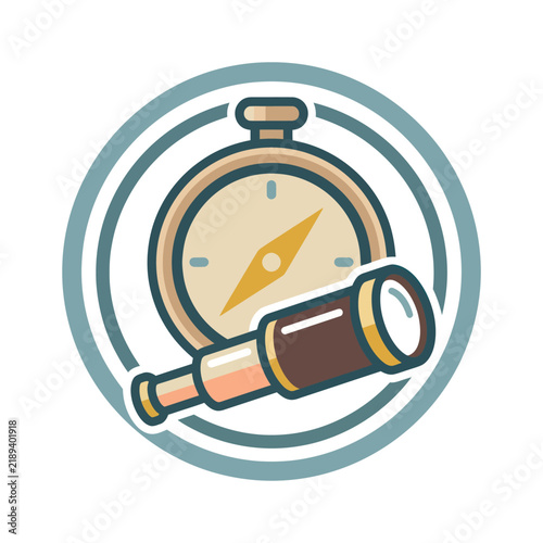 Compass and Telescope Icon: Exploration, Discovery, Navigation, Adventure, Strategy, Planning
