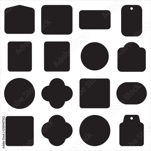 Collection of Basic Geometric Shapes Including Squares, Circles and Rounded Forms, Black Vector Design Elements