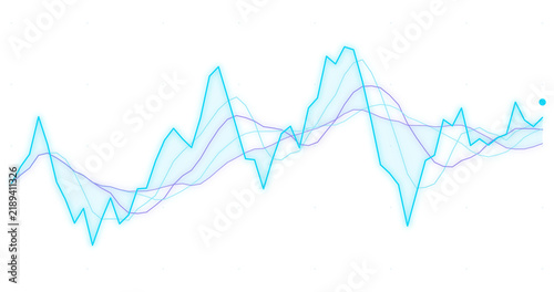 Cuadro en lienzo Modern blue and cyan financial stock chart displaying volatile market movement and trading data isolated on transparent background