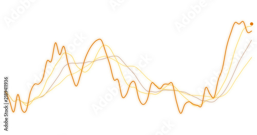 Canvastavla Orange stock market trend chart showing sharp economic volatility and technical trading data isolated on transparent background