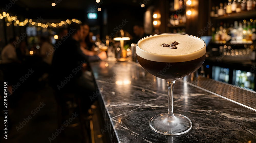 Obraz premium Espresso Martini Cocktail on Marble Bar