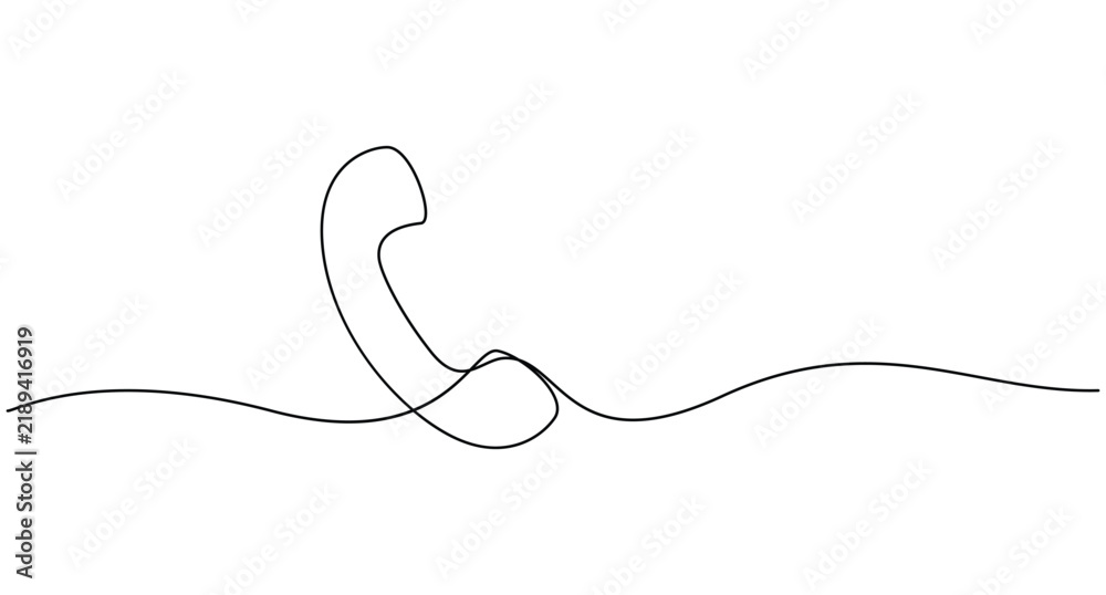 Obraz premium Single continuous line of a telephone handset receiver