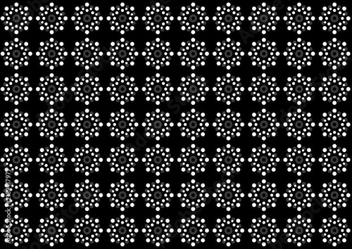 Black and white circles seamless pattern background for textile, wallpaper, and design layouts.