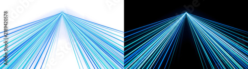 Konstfotografi Light trail blue rays fanning downward from a glowing peak for digital use PNG,