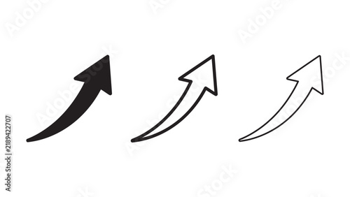 Upward Curved Arrow Icon Set - Growth, Upload, and Progress Symbol