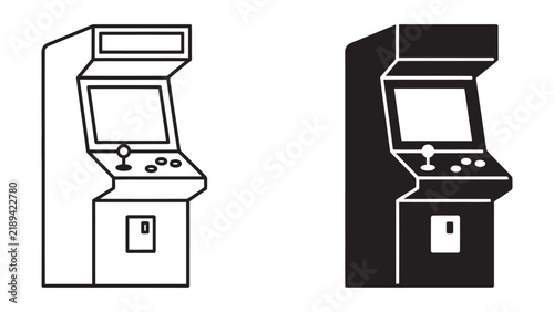 Arcade game machine icon flat outline in black
