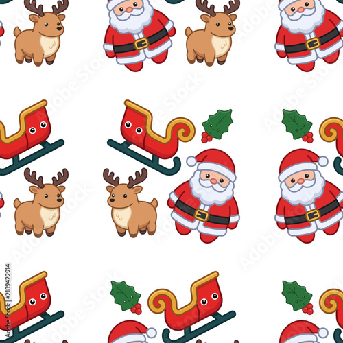 Cute seamless pattern with festive Christmas icons, ideal for newyear holyday designs