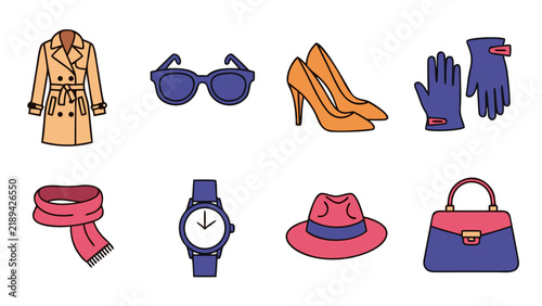 Collection of stylish women's fashion accessories and clothing items