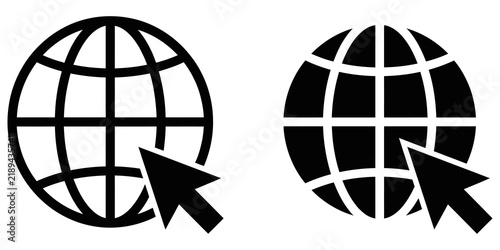 Quadro su tela Global internet network globe with mouse cursor for website access