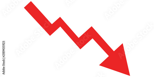 Fotografie Descending red zigzag line showing financial loss on checker scene