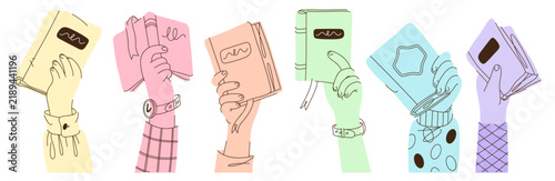 Foto Doodle hands with books