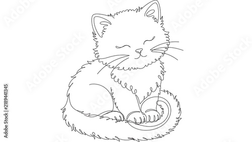 Cute Kitten Sleeping white background.