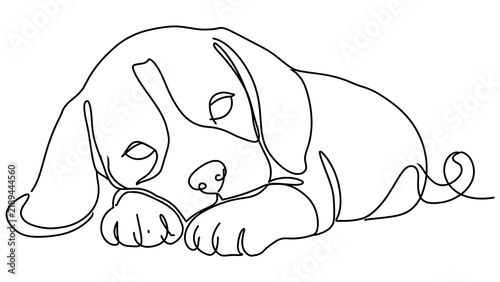 Obraz na płótnie Cute puppy sleeping on white background.