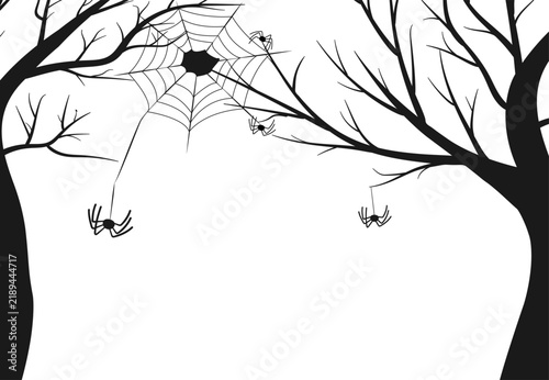 Halloween background. Spooky spider web overlay for Halloween on transparent and black background. Vector illustration