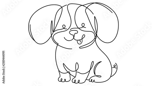 Cute dog sitting on white background.
