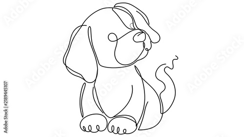 Cute dog sitting on white background.
