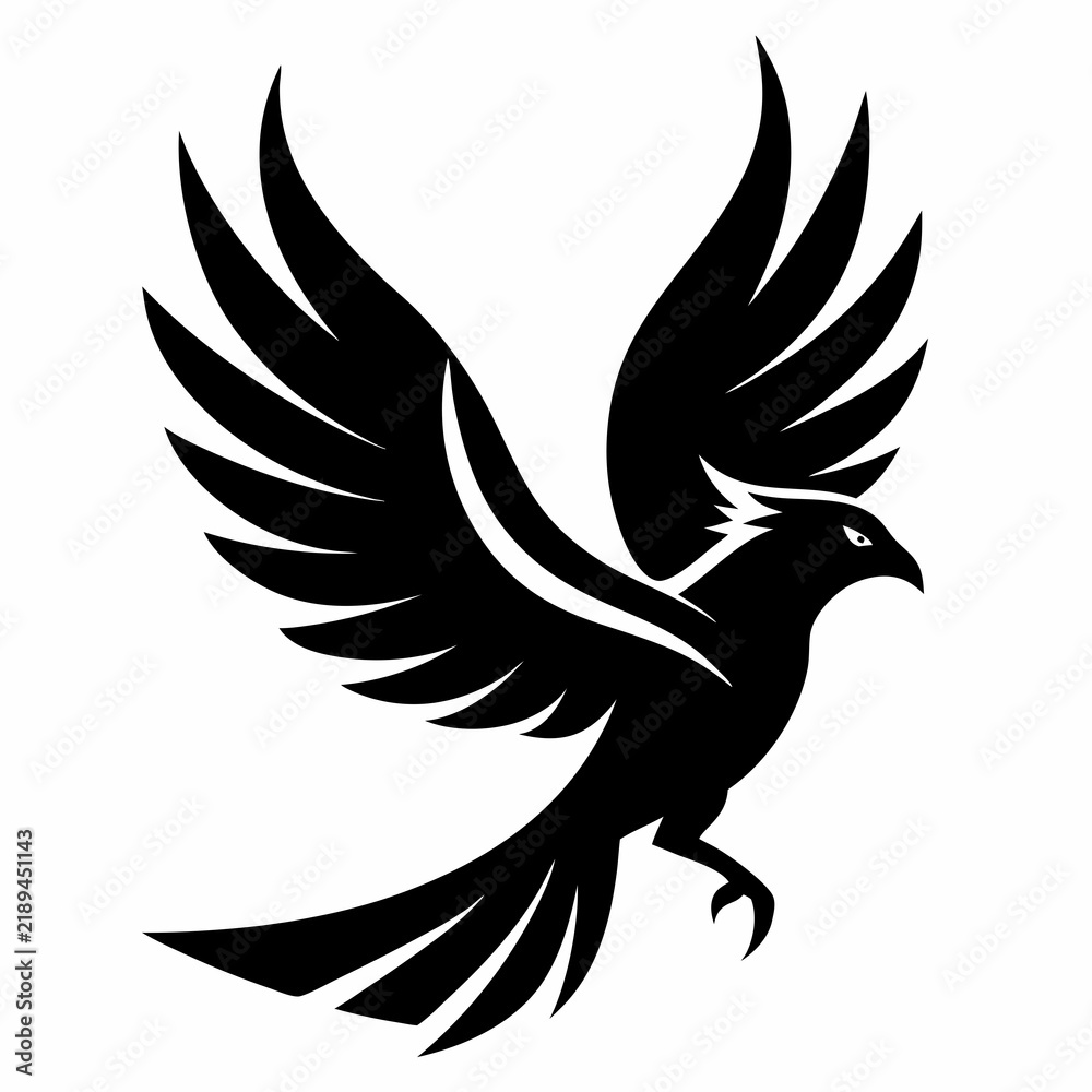 Fototapeta premium Flying bird silhouette vector logo design isolated on white background