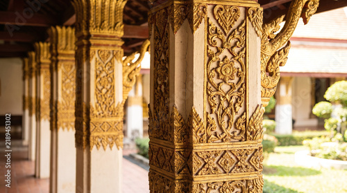 Ornamental columns inside temple
