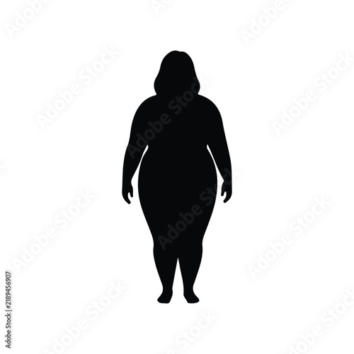A simple black Overweight Woman silhouette vector a white background