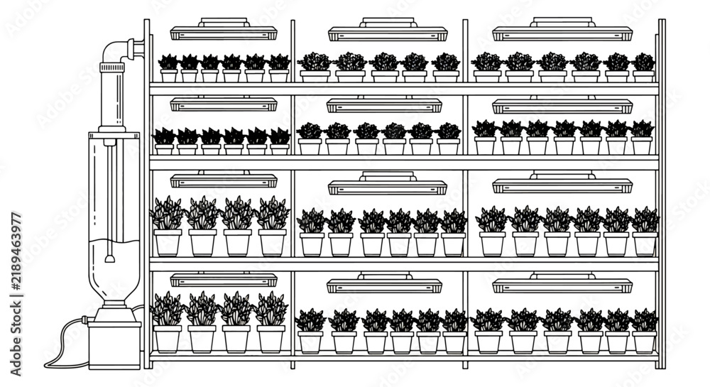Fototapeta premium Indoor Vertical Farm with Plants.