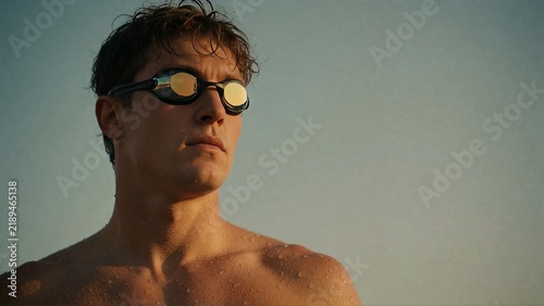 Shirtless Man With Glasses Studio Portrait.