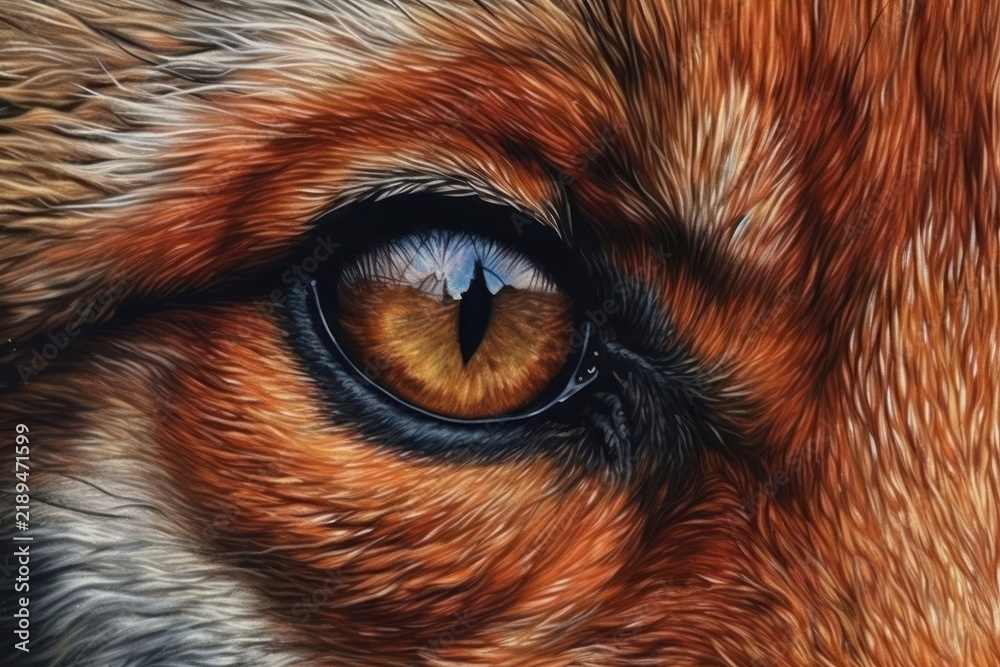 Obraz premium Close up fox eye animal mammal backgrounds.